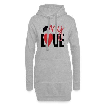 Mon amour - Sweat-shirt à capuche long Femme - gris chiné - Devant