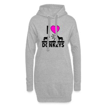 Âne - Sweat-shirt à capuche long Femme - gris chiné - Devant