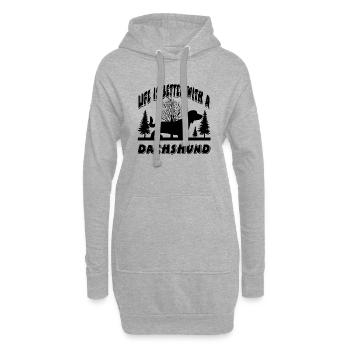 Dackel - Hoodie-Kleid - Grau meliert - Vorne