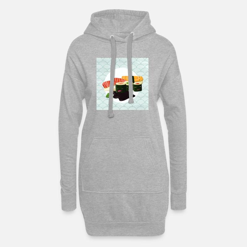 Schlafendes Sushi - Hoodie-Kleid - Grau meliert