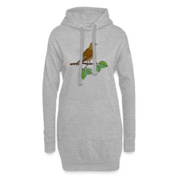 Oiseau - Sweat-shirt à capuche long Femme - gris chiné - Devant