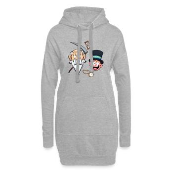 Visages et éléments des personnages du Nouvel An - Sweat-shirt à capuche long Femme - gris chiné - Devant