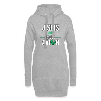 J’suis en mode avion - Sweat-shirt à capuche long Femme - gris chiné - Devant