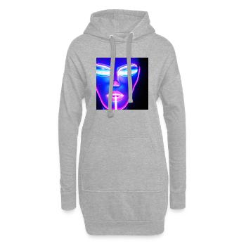 NEON Cyborg féminin VISAGE - Sweat-shirt à capuche long Femme - gris chiné - Devant