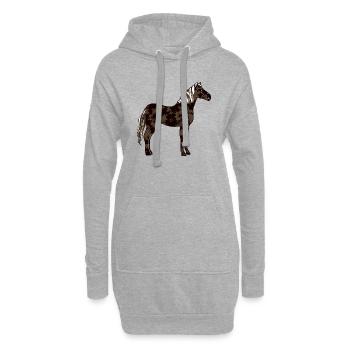 Pferd - Hoodie-Kleid - Grau meliert - Vorne