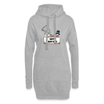 Père Temps et bébé du Nouvel An avec signe - Sweat-shirt à capuche long Femme - gris chiné - Devant