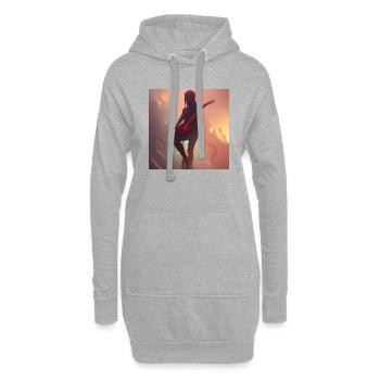 Fille avec une guitare - Sweat-shirt à capuche long Femme - gris chiné - Devant