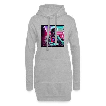 Ein Mann aus der Zukunft mit Kopfhörern - Hoodie-Kleid - Grau meliert - Vorne