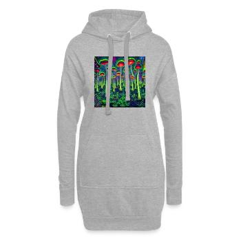 Magischer psychedelischer Wald - Hoodie-Kleid - Grau meliert - Vorne