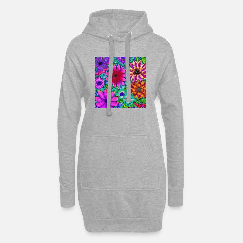 Neonblumen Kunst - Hoodie-Kleid - Grau meliert