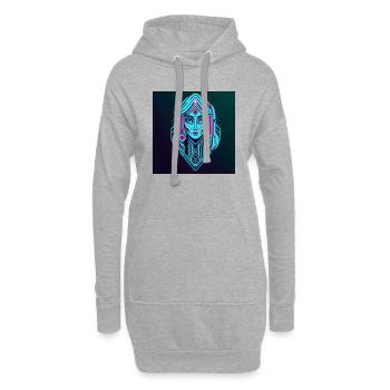 Frau Neonporträt - Hoodie-Kleid - Grau meliert - Vorne