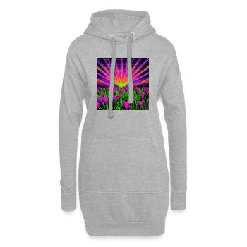 Psychedelische Sonne senkt sich - Hoodie-Kleid - Grau meliert - Vorne