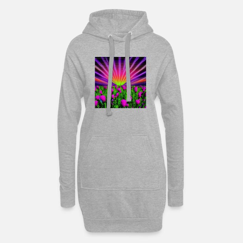 Psychedelische Sonne senkt sich - Hoodie-Kleid - Grau meliert