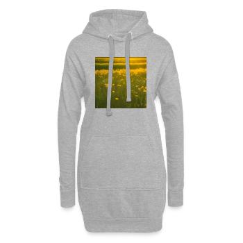 Schöne gelbe Blumen und grünes Gras - Hoodie-Kleid - Grau meliert - Vorne