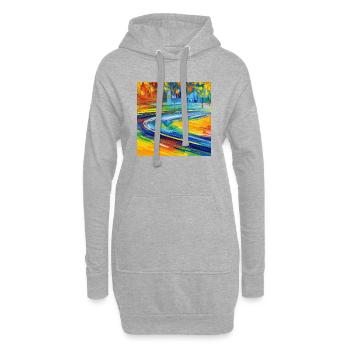 Neoimpressionistische Straße - Hoodie-Kleid - Grau meliert - Vorne