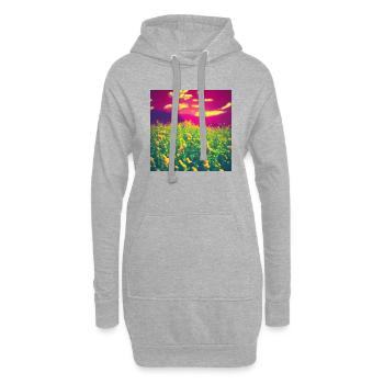 Abstrakte Blumen auf rosa Hintergrund - Hoodie-Kleid - Grau meliert - Vorne