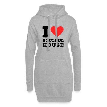 J’aime la maison pleine d’âme - Sweat-shirt à capuche long Femme - gris chiné - Devant