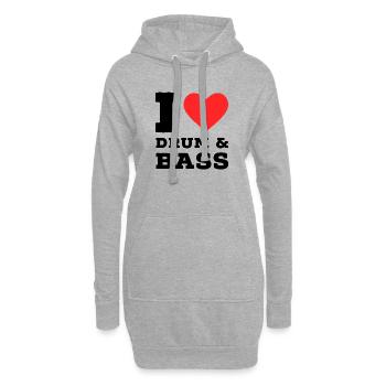 Ich liebe Drum and Bass - Hoodie-Kleid - Grau meliert - Vorne