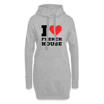 J’adore français maison - Sweat-shirt à capuche long Femme - gris chiné - Devant