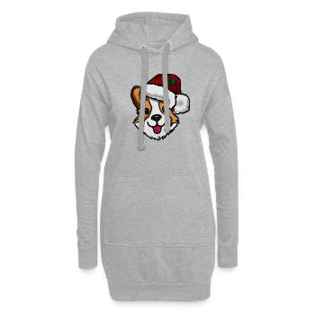 Sweet Corgi with Christmas Hat Christmas - Hoodie Dress - heather grey - Front