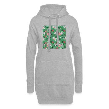 Grünes Blumenmuster - Hoodie-Kleid - Grau meliert - Vorne