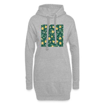 Gelbes Blumenmuster - Hoodie-Kleid - Grau meliert - Vorne