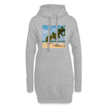 Plage calme avec palmiers - Sweat-shirt à capuche long Femme - gris chiné - Devant