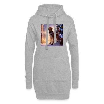 Weihnachtshund im Schnee - Hoodie-Kleid - Grau meliert - Vorne