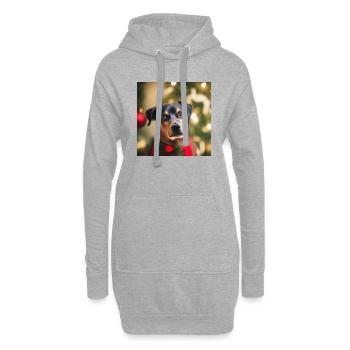 Süßer Weihnachtshund - Hoodie-Kleid - Grau meliert - Vorne