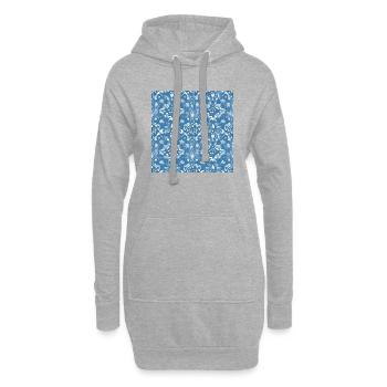 Ornamentmuster auf blauem Hintergrund - Hoodie-Kleid - Grau meliert - Vorne