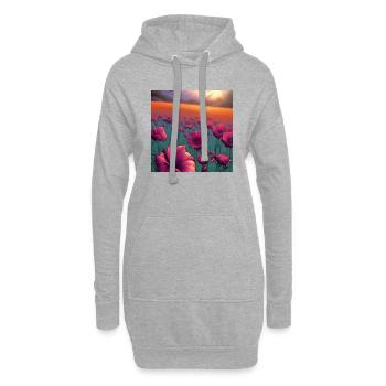 Feld der rosa Blumenkunst - Hoodie-Kleid - Grau meliert - Vorne