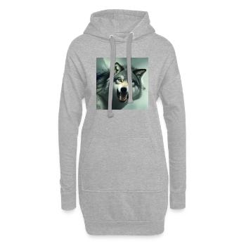 Wütender Wolf - Hoodie-Kleid - Grau meliert - Vorne