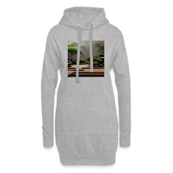 Jardin zen japonais - Sweat-shirt à capuche long Femme - gris chiné - Devant