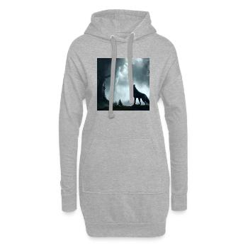 Loup rugissant - Sweat-shirt à capuche long Femme - gris chiné - Devant