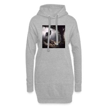 Wolf im Wald - Hoodie-Kleid - Grau meliert - Vorne