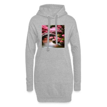 Japanischer Garten mit rosa Bäumen - Hoodie-Kleid - Grau meliert - Vorne