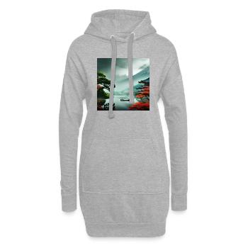 Esthétique japon nature - Sweat-shirt à capuche long Femme - gris chiné - Devant