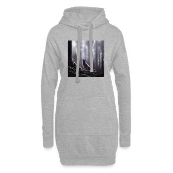 Wolf im Wald - Hoodie-Kleid - Grau meliert - Vorne