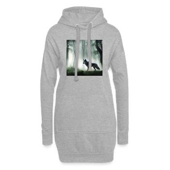 Loup moelleux dans la forêt - Sweat-shirt à capuche long Femme - gris chiné - Devant