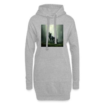 Heulender Wolf um Mitternacht - Hoodie-Kleid - Grau meliert - Vorne