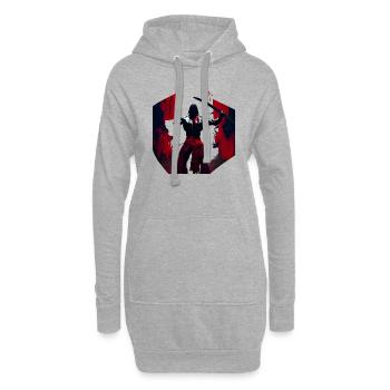 Samouraï - Sweat-shirt à capuche long Femme - gris chiné - Devant