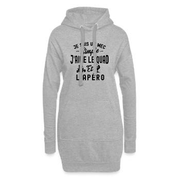 mec simple / quad et apéro / cadeau humour quad - Sweat-shirt à capuche long Femme - gris chiné - Devant