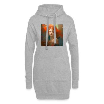Porträt einer rothaarigen Frau - Hoodie-Kleid - Grau meliert - Vorne