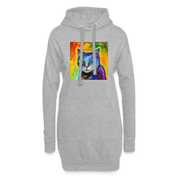Portrait fantastique d’un chat - Sweat-shirt à capuche long Femme - gris chiné - Devant
