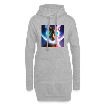 Le chat de l’univers - Sweat-shirt à capuche long Femme - gris chiné - Devant