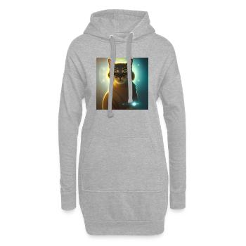 Le chat de l’univers - Sweat-shirt à capuche long Femme - gris chiné - Devant