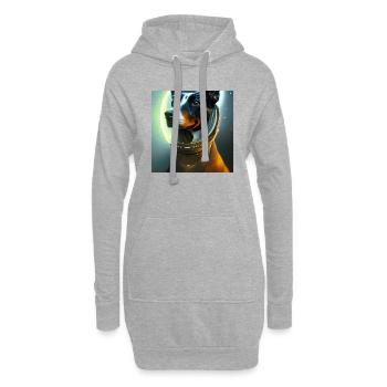 Le chien de l’univers - Sweat-shirt à capuche long Femme - gris chiné - Devant