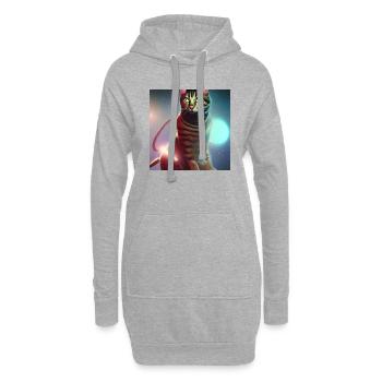 Le chat de l’univers - Sweat-shirt à capuche long Femme - gris chiné - Devant