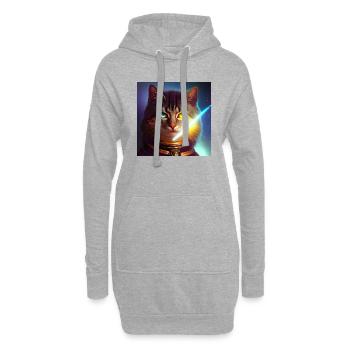 Le chat de l’univers - Sweat-shirt à capuche long Femme - gris chiné - Devant