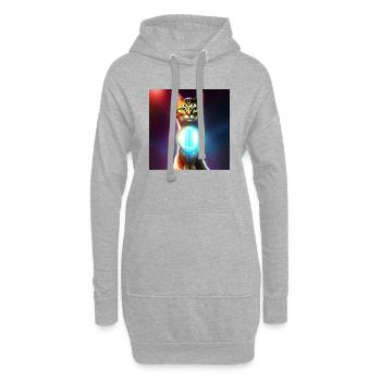 Le chat de l’univers - Sweat-shirt à capuche long Femme - gris chiné - Devant
